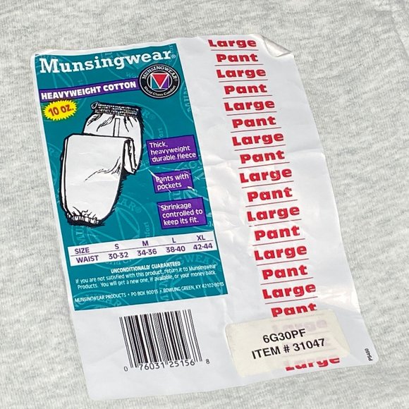 Vintage Munsingerwear Gray Sweatpants Mens Large Jogger Drawstring - Picture 5 of 7